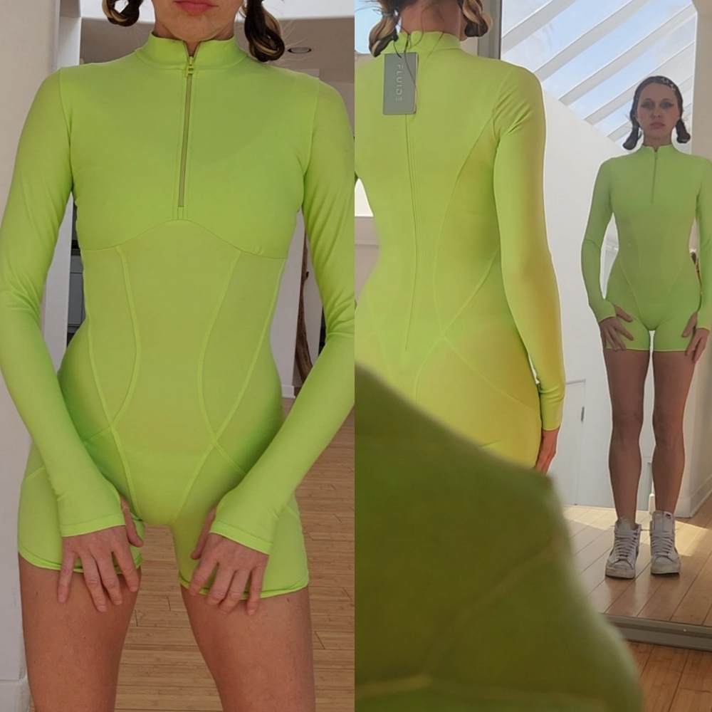 Nwt FLUIDE fluorescent day glo motorcross unitard onesie photo sample - Picture 4 of 5